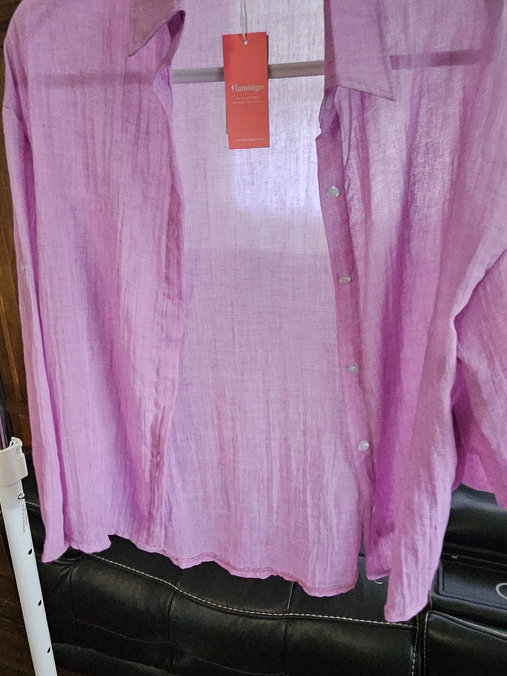 Flamingo Lightweight Pink Linen-Blend Shirt Jacket